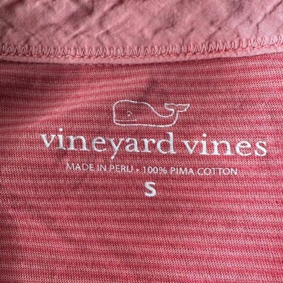Vineyard Vines Brick Red Subtle Stripe Small Short Sleeve Pocket Polo - Picture 3 of 4